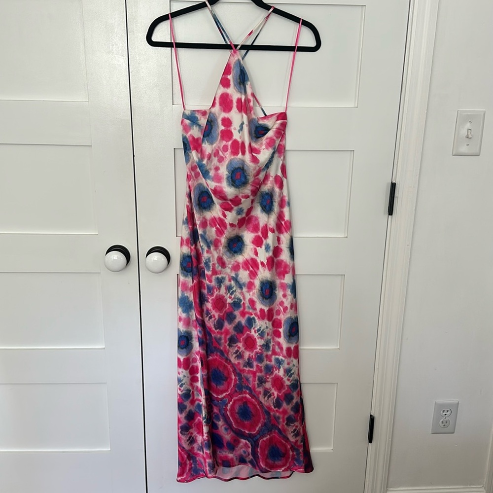 Zara silk tie dye halter long dress